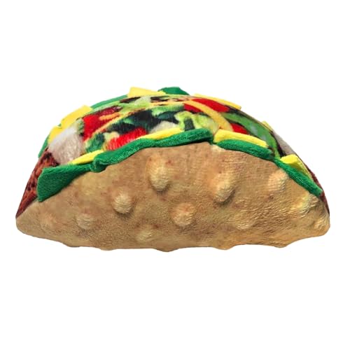 Huxley & Kent Funny Dog Toy w/Squeaker – Power Plush Squeaky Dog Toys for Small, Medium & Large Dogs – Soft Stuffed Animal for Indoor Play & Fetch - Taco Tuesday, Small - size: Small, style: Taco Tuesday