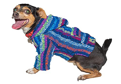 Mexican Dog Poncho Doggo Hoodie Baja Ponchos Blanket for Dogs Costume Pup Crew Pajamas Chihuahua Sweater Clothes from Small, Medium to Big Dog Made in Mexico with Recycled Fabric (5, Blue) - color: Blue, size: 5