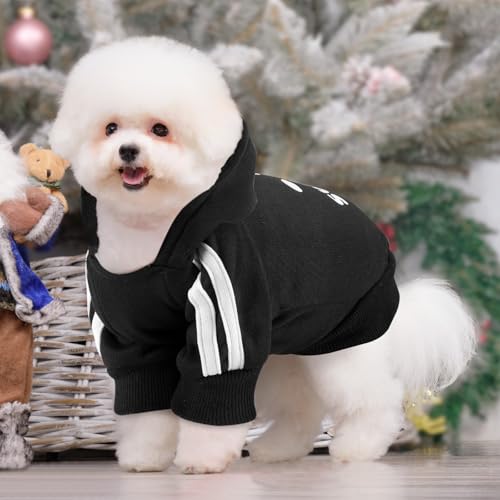 Dog Hoodie with Leash Hole, Pet Clothes Puppy Sweatshirt Dog Pullover Stylish Cat Apparel for Small Medium Dogs and Cats (Black, X-Large) - color: Black, size: X-Large