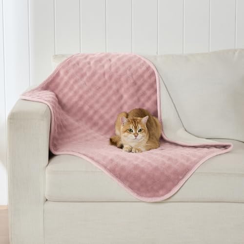 Waterproof Blanket for Bed Couch Sofa Car, Soft Leakproof Dog Blanket with 3D Bubble Pattern, Reversible Water Proof Pet Blankets for Dogs Cats Puppies (30"x40", Dusty Pink) - color: Dusty Pink, size: 30x40 inches