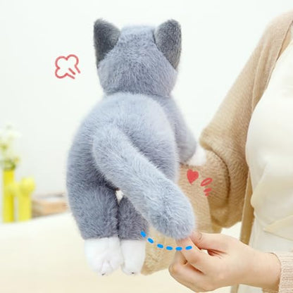 PEACH CAT Cat Stuffed Animal 15" Realistic Kitten Plushies Soft Plush Toys Gifts for Kids Grey - style: 15“ Grey Cat