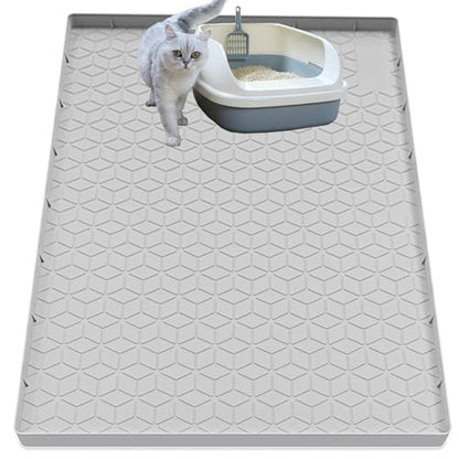 Cat Litter Mat for Litter Box, Silicone Large Cat Litter Trapping Mat - 40x28 in, Waterproof & Non-Slip, Durable & Easy Clean, Light Gray - color: Light Grey, size: 40"L x 28"W
