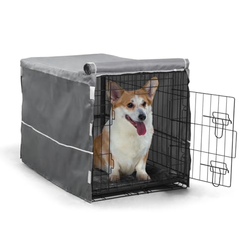 BOWHAUS 30-Inch Single Door Dog Crate Kit Includes Crate Cover and Soft Dog Bed, Indoor Dog Cage with Leak-Proof Pan, Foldable Wire Metal Dog Kennel for Small, Medium Dog - size: 18.5"L x 30.3"W x 18.5"H