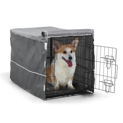 BOWHAUS 30-Inch Single Door Dog Crate Kit Includes Crate Cover and Soft Dog Bed, Indoor Dog Cage with Leak-Proof Pan, Foldable Wire Metal Dog Kennel for Small, Medium Dog - size: 18.5"L x 30.3"W x 18.5"H