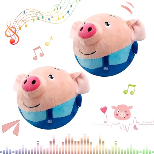 Active Moving Pet Plush Toy,Puppy Dog Toys to Keep Them Busy2026 New Small Dog Dog Squeak Toys,Interactive Dog Toys,Plush Toys for Dogs,Talking Moving Ball Toy (Blue Pig-2PC) - color: Blue Pig-2PC