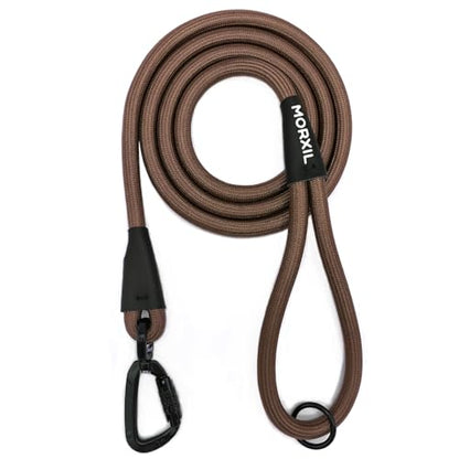 Rope Dog Leash, 4 ft Heavy Duty Dog Leash with Aviation Aluminum Auto Locking Carabiner, Strong Nylon Pet Lead for Small, Medium, Large Dogs (Brown, 4FT) - color: Brown, size: 4 Foot Single Handle