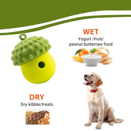 Dog Puzzle Toy Dispenser - Interactive Dog Toys for Large & Medium Breeds - Mental Stimulation Ball with Detachable Lid - Food-Grade Silicone Toy for Stress Reduction - color: green