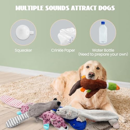 Nocciola 2-in-1 No Stuffing Crinkle Dog Toys with Soft and Durable Fabric, Holds Water Bottles, 2 Extra Long & 3 Regular Size Stuffless Squeaky Dog Toys for Small to Large Dog - style: 2 Extra Long& 3 Regular Size Holds Water Bottles