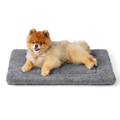 Bedsure Washable Dog Crate Bed for Small Dogs, Reversible Foam Floor Pet Mat, Versatile Lightweight Pet Crate Pad for Cages - color: Light Grey, size: 24x18 in