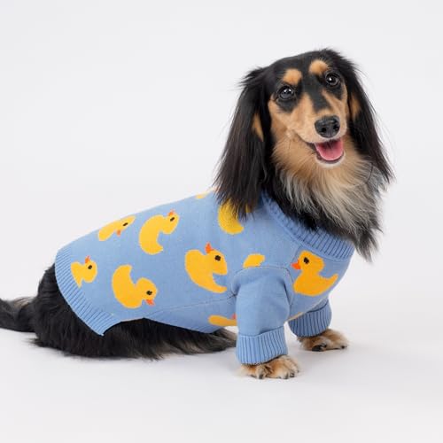 Fitwarm Funny Duck Dog Sweater, Thermal Dog Winter Clothes for Small Dogs Boy Girl, Pet Outfit, Blue, Yellow, Small - color: Duck, size: Small