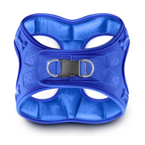 Comfort Fit Dog Harness Step in No Pull Harness for Medium Small Sized Dogs Soft Padded No Escape Harness Adjustable Easy Buckle with Leash Attachment D-Ring Extra Comfort Inside Velvet Plush S Blue - color: Blue Plush, size: S (Chest 14.5"-17")
