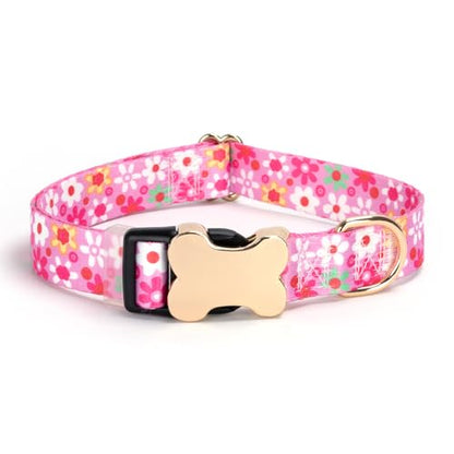 Personalized Custom Customized Silent No Jingle Dog Collar with Engraved ID Dog Name Phone Number/Dog Collars for Puppy X-Small Small Medium Large X-Large Boy Girl Dogs-Pink Flower-XS - color: 17 Pink Flower, size: X-Small (0.6" *7.8"-11.8")