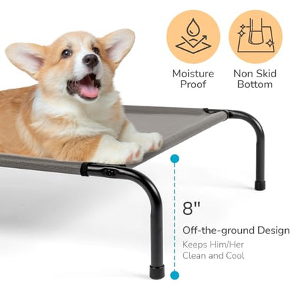 Outvita Elevated Dog Bed, 50 inch Outdoor Cooling Raised Pet Cot, with Waterproof Textilene Mesh, Washable, Breathable, Alloy Steel Frame, Non-Skid Bottom, Portable, Chew Proof, Indoor & Outdoor