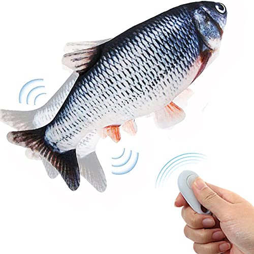 Remote Control Cat Toy - Interactive Catnip Toys for Indoor Cats, 11" Realistic Electric Flopping Fish Kiten Kicker Toy, Automatic Moving Floppy Fish for Bored Kitten and Small Dogs - color: remote cat toy