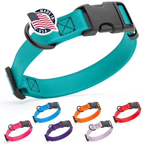 Dogline Biothane Waterproof Dog Collar with Quick Release Buckle Strong Coated Nylon Webbing with Odor- Proof for Easy Care Easy to Clean Fits Small Medium or Large Dogs, Teal 3/4" W 12-19" L - color: Teal, size: 3/4"W by 12-19"L