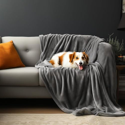 Waterproof Blanket for Bed, Couch, Kids & Pets Protection – Spill-Proof, Leakproof Flannel Blanket Reversible Design (Moon Grey & Starlit Grey, 60x80 - color: Moon Grey & Starlit Grey, size: Full