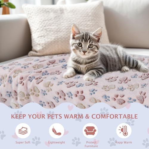6 Pack Small Dog Blanket, Super Soft Warm Pet Cover Blankets, Paw Print Puppy Fleece Flannel Blanket for Small Medium Dogs and Cats MW003 - color: Beige Paw, size: 6 Pack of 29.9x20.5 Inches