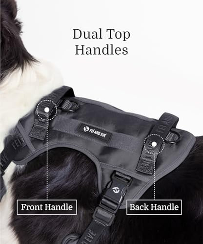 2026 New Edition, Fei & Eve Classic Dog Harness - Quick-Release Buckles | 3-Point No-Pull Control | Heavy-Duty 900D Nylon | Dual Safety Handles | Breathable Mesh | Adjustable Fit | Large,Black - color: Black, size: L