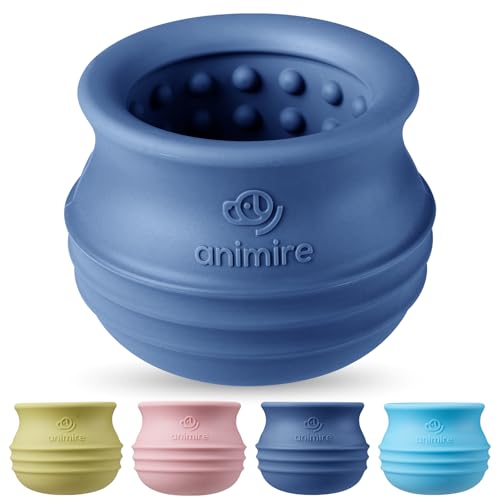 Treat Dispensing Dog Toy, Long-Lasting Interactive Puzzle Toys for Dogs, Stuffable Dog Enrichment Frozen Lick Treat Toy for Boredom, BPA Free Silicone Fetch Catch Chew Toy (Dark Blue,L) - color: Dark blue, size: L