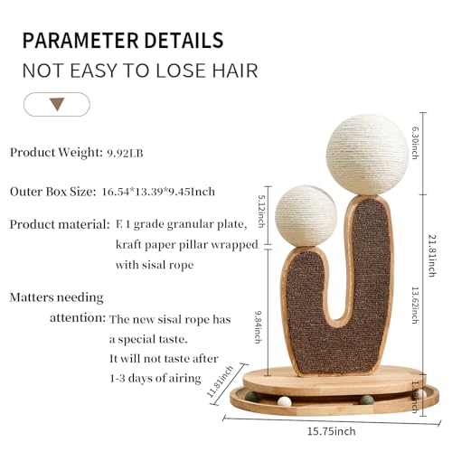Cactus-Shaped Cat Scratching Post with Cat Scratcher, Interactive Toy Balls, Handmade with Natural Materials, Cute Cat Scratching Post, Easy-to-Clean Cat Furniture - color: XRZ-2-1