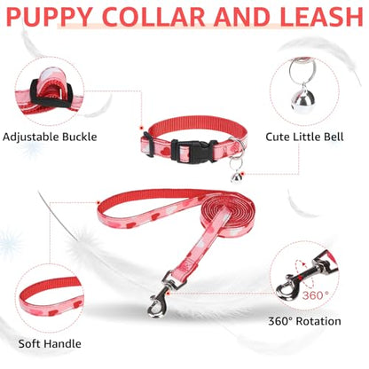 SCENEREAL Valentines Dog Harness Collar and Leash Set, Step in No Pull Soft Mesh Pet Harnesses for Small Medium Dogs Puppy Cats, No Chock Reflective Vest Harness - color: Pink Heart, size: S: Chest Girth: 14.5"-16"