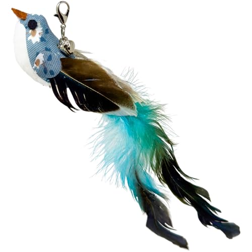 Whiskertons Interactive Bird Simulation Cat Toy Set, Interactive Cat Toys for Indoor Cats, Cat Feather Toy, Self-Holding Suction Base, 5 Replacement Birds, Feathers & Bells (5 Replacement Birds)
