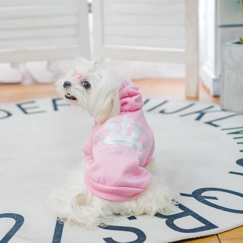 EXPAWLORER Princess Dog Soft Hoodie Sweater Fleece Sweatshirt Cold Weather Pet Clothes, Pink, Small Dog - color: Pink(Prinecss), size: Small