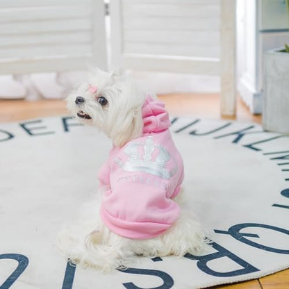 EXPAWLORER Princess Dog Soft Hoodie Sweater Fleece Sweatshirt Cold Weather Pet Clothes, Pink, Small Dog - color: Pink(Prinecss), size: Small