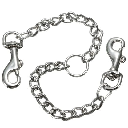 Double Dog Coupler Stainless Steel Leash Splitter Twin Lead Chain for Walking Two Dogs with Dual Swivel Hooks 16 Inch