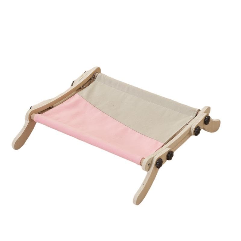 Cat Window Perch, No Screws Easy to Adjust & Assemble, Adjust Wooden Seat for Kitten Bedside Windowsill, Wooden Cats Furniture - color: Gray pink