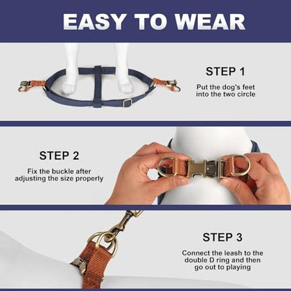 Didog Step in Dog Harness with Metal Buckles, Freedom Nylon Dog Halter Vests for Medium Dogs Easy Walking Training(M:Chest 19-28", Dark Blue) - color: Dark Blue, size: M: Chest 19-28", Fit 15-30 lbs