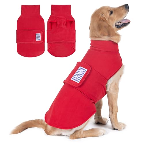 cyeollo XXL Dog Sweater, Fleece Doggy Sweaters Stretchy Turtleneck Doggie Sweatshirt Soft Warm Winter Coat Fall Autumn Pet Clothes for Large Dogs Girl, Red 2XL - color: Red, size: XX-Large