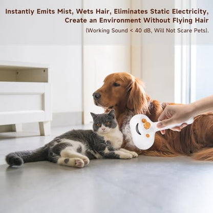 Pet Steam Brush for Dog & Cat – 3-in-1 Spray Hair Removal Comb for Shedding & Grooming, Softens Fur & Reduces Static – Water Brush for Long & Short Coats, Bath-Hating Pets, Includes Waterless Shampoo - size: 7.8"-240ML