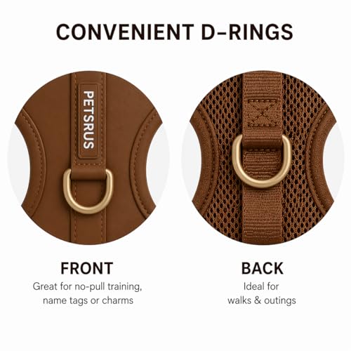 Premium No-Pull Dog Harness Soft Neoprene & Breathable Mesh Vest with Front & Back Clip D-Rings Adjustable Lightweight Walking Harness for Puppies, Small & Medium Dogs (Bronze Brown Gold, XXS) - color: Bronze Brown Gold, size: XXS: Neck=9.1-13'', Chest=10