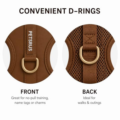 Premium No-Pull Dog Harness Soft Neoprene & Breathable Mesh Vest with Front & Back Clip D-Rings Adjustable Lightweight Walking Harness for Puppies, Small & Medium Dogs (Bronze Brown Gold, L) - color: Bronze Brown Gold, size: L: Neck=16.5-22''/Chest=22.4-3