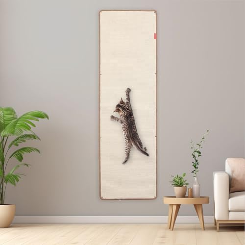 66.93x19.68x0.32 Inch Thickened Cat Wall Scratcher Carpet, Cat Climbing Wall, Durable Furniture, Tall Scratching Post, Scratchers for Indoor Cats, Couch Sofa Protector (Beige) - color: Beige, size: 66.93x19.68x0.32 inch