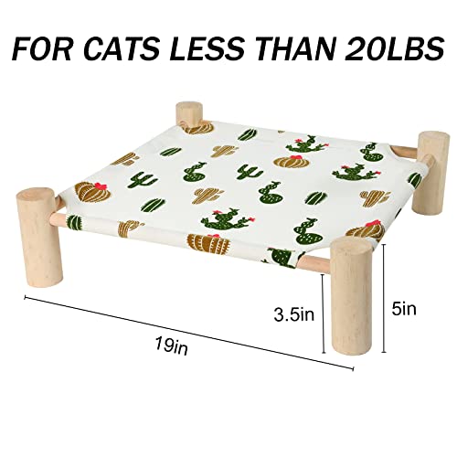 Cat and Dog Hammock Bed for Small Dogs, Brethable Wooden Cat Pet Rabbit Elevated Cooling Outdoor Bed Cots Furniture for Summer Trees - color: Trees