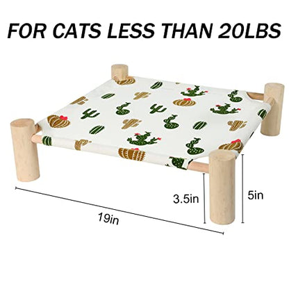 Cat and Dog Hammock Bed for Small Dogs, Brethable Wooden Cat Pet Rabbit Elevated Cooling Outdoor Bed Cots Furniture for Summer Trees - color: Trees