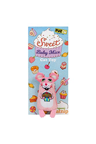 FUZZU Sweet Baby Mice Cat Toy | Cat Toy Catnip | Interactive Cat Toy | Stimulating Cat Toy | Organic Catnip | Pink - style: Cupcake