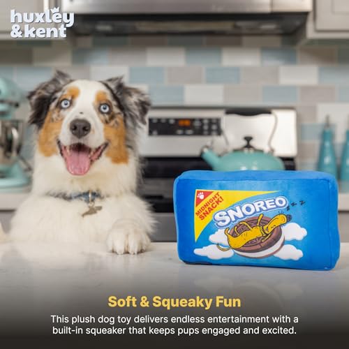 Huxley & Kent Funny Dog Toy w/Squeaker – Power Plush Squeaky Dog Toys for Small, Medium & Large Dogs – Soft Stuffed Animal for Indoor Play & Fetch - Snoreo Cookies, Small - size: Small, style: Snoreo Cookies