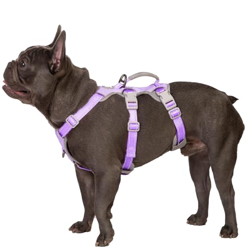 Huntboo Escape Proof Harness,No Slip Dog Harness Escape Proof,Fully Reflective Harness with Handle,Breathable,Durable,Adjustable Vest for Medium Dogs Walking,Training & Running Gear(Lavender Purple,M) - color: Lavender Purple, size: Medium(Pack of 1)