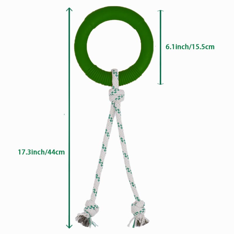 Green Sheep Natural Rubber Ring Rope Toy for Dogs, Durable Chew & Interactive Dog Toy with Recycle Cotton Rope, Tough Pet Toys for Small to Large Dogs, Green - color: Green And White