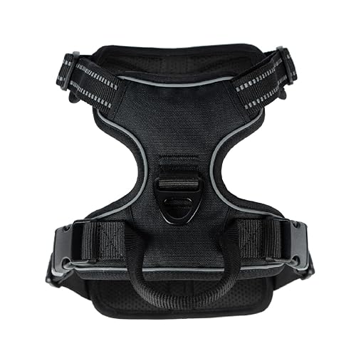 Voyager Dog Harness Dual Leash Attachment No-Pull Control Adjustable Soft but Strong Pet Harness for Medium and Large Dogs with 3M Reflective Technology, Black Nylon, M (Chest: 20-25") - color: Black Nylon, size: M (Chest: 20 - 25")