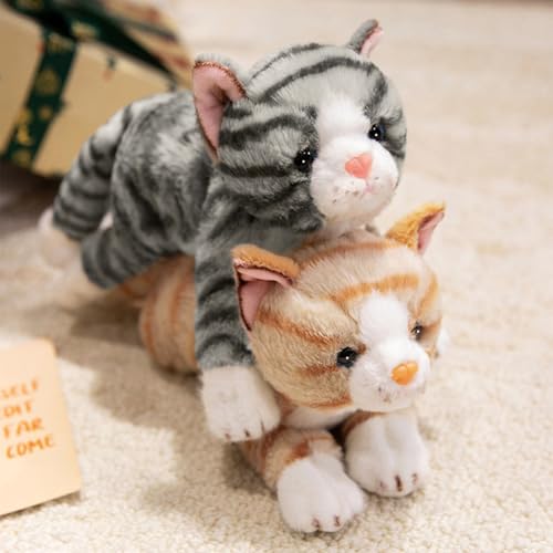 PEACH CAT Striped Cat Stuffed Animal 9.8" Realistic Kitten Plushies Soft Plush Toys Gifts for Kids Grey - style: 9.8“ Grey Cat