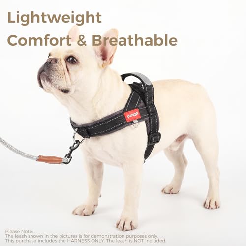 No Pull Dog Harness with Handle, Boston Terrier Adjustable Reflective Dog Vest, Breathable Air Mesh Padded Pet Harness with Front Leash Clip for Small Medium Dogs, Black, M - color: Black, size: Medium
