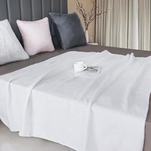 ZYFZCYBL Fleece Throw Blankets Lightweight Warm Soft Cozy Pet-Friendly Bulk Fleece Throw Blanket Solid for Home Bed, Sofa，Office,Gifts, Couch (Pack of 6-50 x 60 inch，White) - color: White