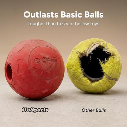 GoSports Pets Solid Rubber Dog Balls - Heavy Duty for Aggressive Chewers - 3 Pack, 2.5 Inch