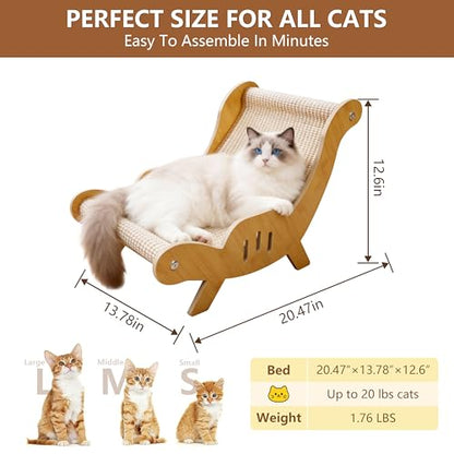 Large Sisal Cat Scratcher–Indoor Cat-Specific Bed & Scratching Pad Combo Lounger,Durable Scratching Mat,Non-Shedding Material