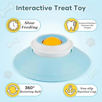 Dog Lick Bowl,Lick Bowl for Dogs Slow Feeder Dog Bowls for Liquid Food Treat,Lick and Roll Bowl for Dogs Anxiety Relieving Dog Lick Bowl with Ball,Snack Dispenser Non-Slip Pet Toys for Dogs Cats