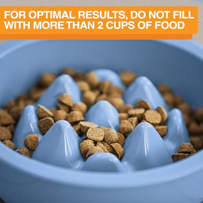The Niner Slow Feed Bowl - Raised Peaks Slow Down Pets Eating - Fits Elevated Feeders Including Neater Feeder Large Sizes - Gentle on Teeth and Gums - Holds up to 2 Cups (Blue) - color: Blue